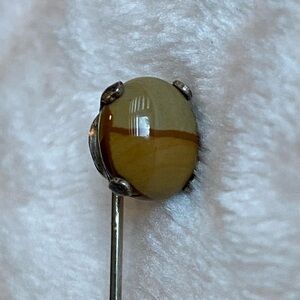 Banded Agate Tie Pin Hat Pin in Silver